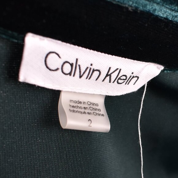 Calvin Klein Velvet Faux Wrap Green Dress - 2 - Picture 8 of 8